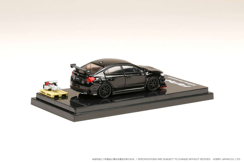 Hobby Japan 1:64 Subaru WRX STI RA-R Full-Option / With Engine Display Model in Crystal Black Silica