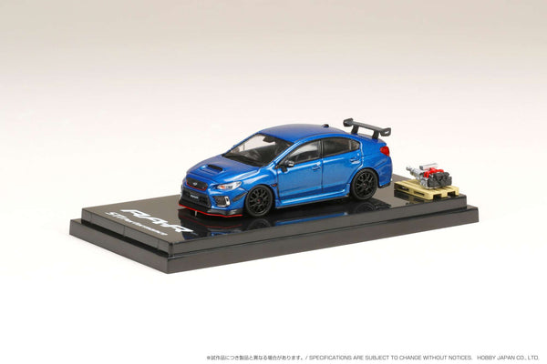 Hobby Japan 1:64 Subaru WRX STI RA-R Full-Option / With Engine Display Model in WR Blue Pearl