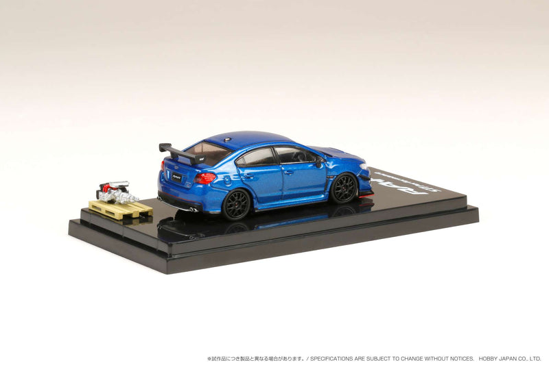 Hobby Japan 1:64 Subaru WRX STI RA-R Full-Option / With Engine Display Model in WR Blue Pearl