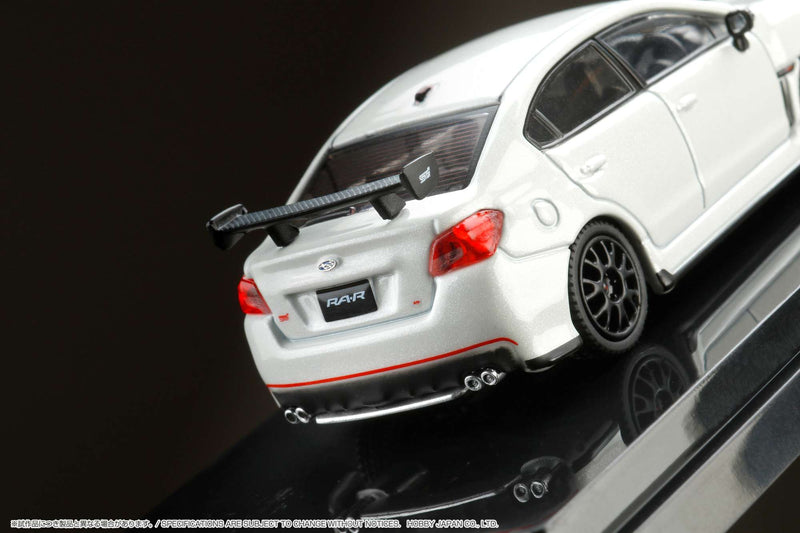 Hobby Japan 1:64 Subaru WRX STI RA-R Full-Option / With Engine Display Model in Crystal White Pearl