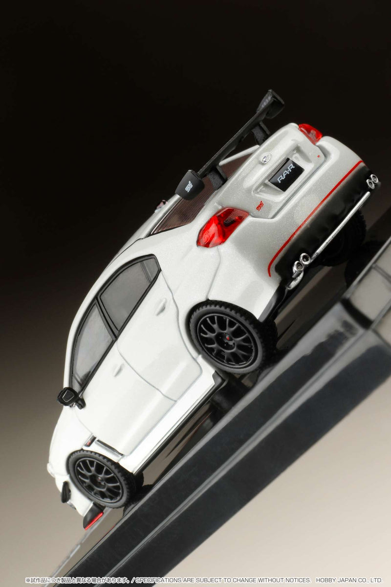 Hobby Japan 1:64 Subaru WRX STI RA-R Full-Option / With Engine Display Model in Crystal White Pearl