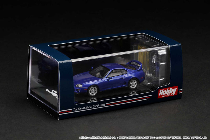 Hobby Japan 1:64 Toyota Supra RZ (A80) in Blue Mica Metallic with Engine Display Model