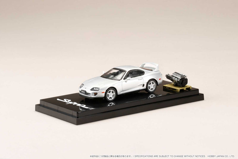 Hobby Japan 1:64 Toyota Supra RZ (A80) in Silver Metallic with Engine Display Model