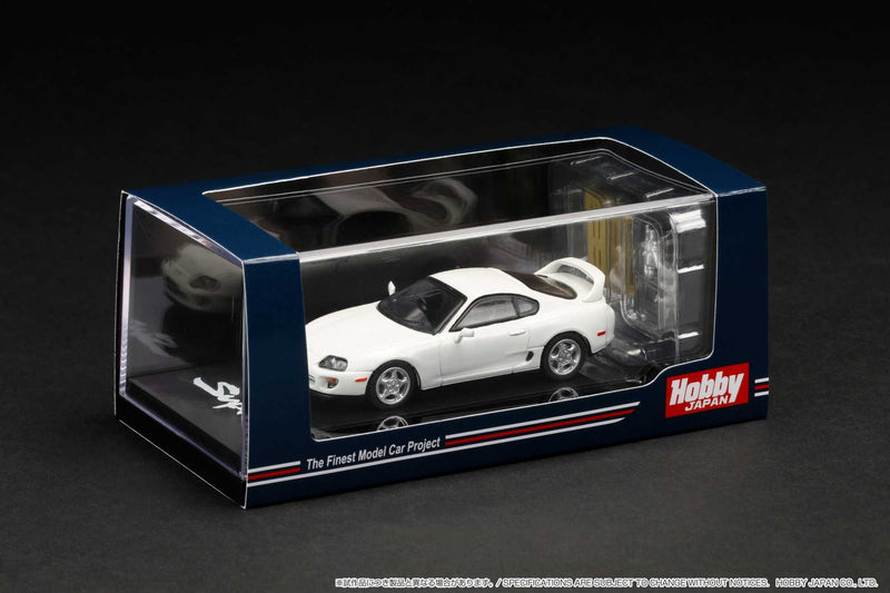 Hobby Japan 1:64 Toyota Supra RZ (A80) in Super White II with Engine Display Model