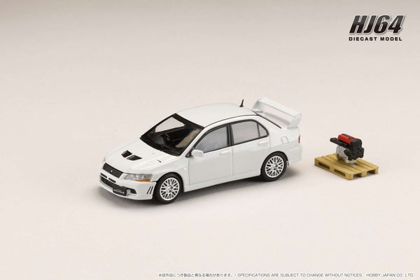 Hobby Japan 1:64 Mitsubishi Lancer GSR EVO 7 in Scotia White with Engine Display