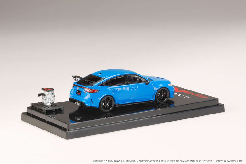 Hobby Japan 1:64 Honda Civic Type-R (FL5) with Engine Display Model in Racing Blue Pearl