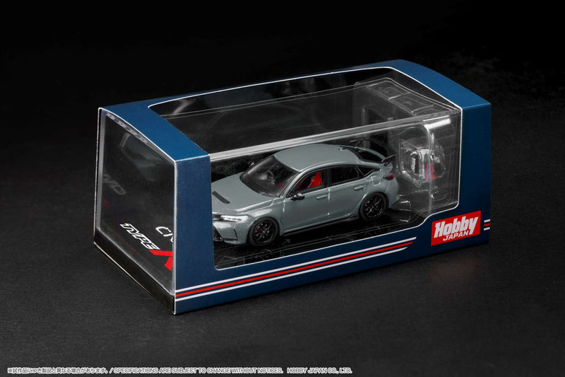 Hobby Japan 1:64 Honda Civic Type-R (FL5) with Engine Display Model in Sonic Gray Pearl