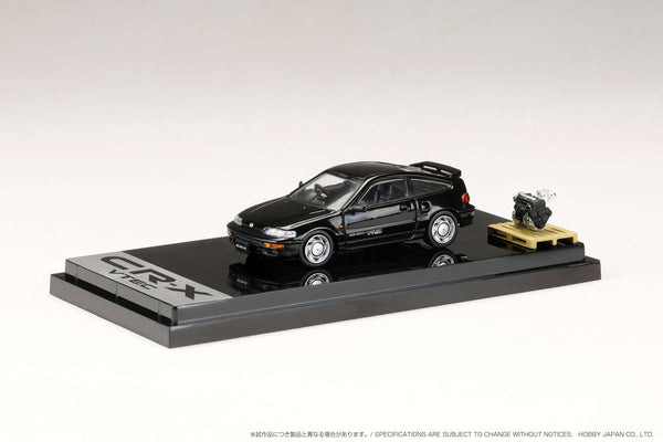 Hobby Japan 1:64 Honda CR-X SiR (EF8) 1989 with Engine Display Model in Black