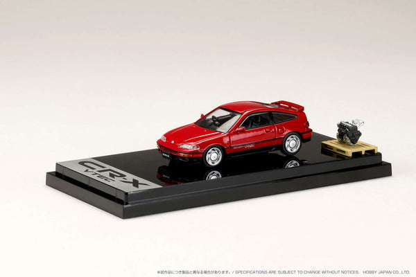 Hobby Japan 1:64 Honda CR-X SiR (EF8) 1989 with Engine Display Model in Red Pearl