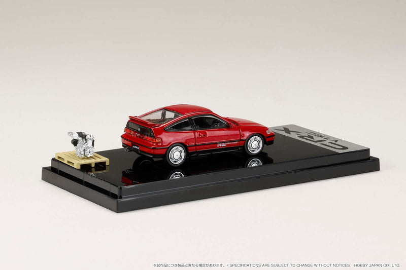 Hobby Japan 1:64 Honda CR-X SiR (EF8) 1989 with Engine Display Model in Red Pearl