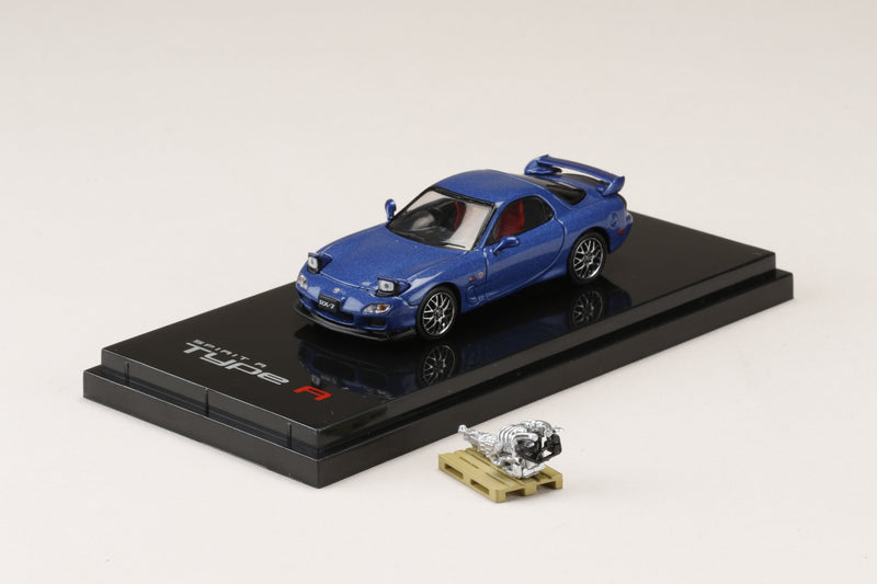 Hobby Japan 1:64 Mazda RX-7 (FD3S) Spirit-R Type in Innocent Blue Mica with Engine Display Model