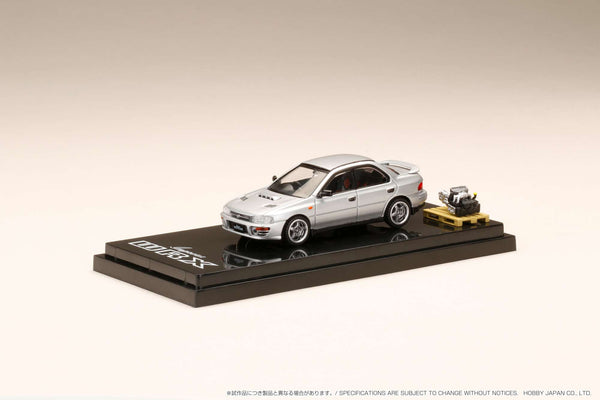 Hobby Japan 1:64 Subaru Impreza WRX (GC8) 1992 with Engine Display in Silver Metallic