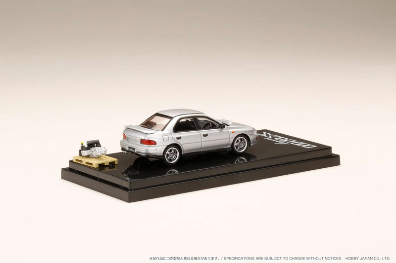 Hobby Japan 1:64 Subaru Impreza WRX (GC8) 1992 with Engine Display in Silver Metallic