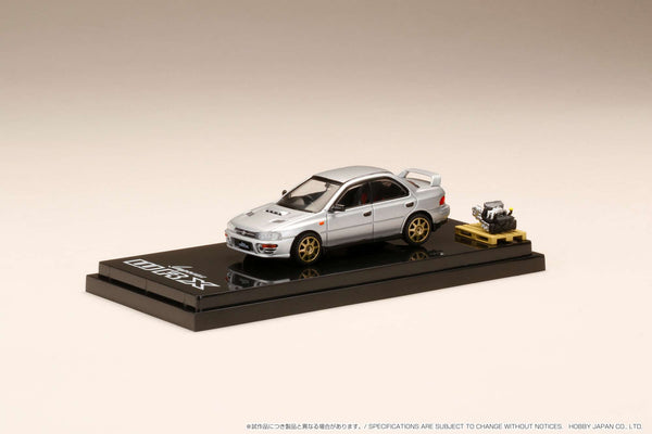 Hobby Japan 1:64 Subaru Impreza WRX (GC8) 1992 with Engine Display Custom Version in Silver Metallic