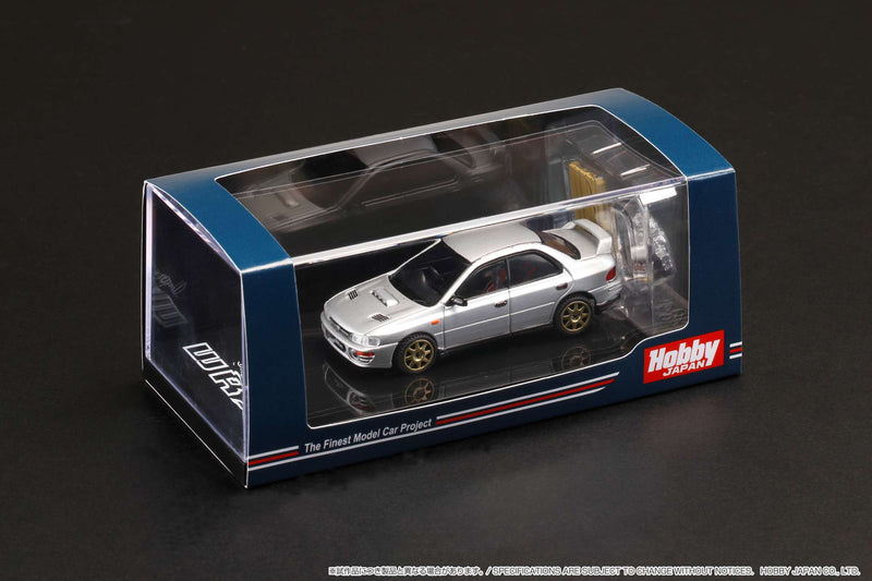 Hobby Japan 1:64 Subaru Impreza WRX (GC8) 1992 with Engine Display Custom Version in Silver Metallic