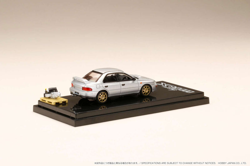 Hobby Japan 1:64 Subaru Impreza WRX (GC8) 1992 with Engine Display Custom Version in Silver Metallic