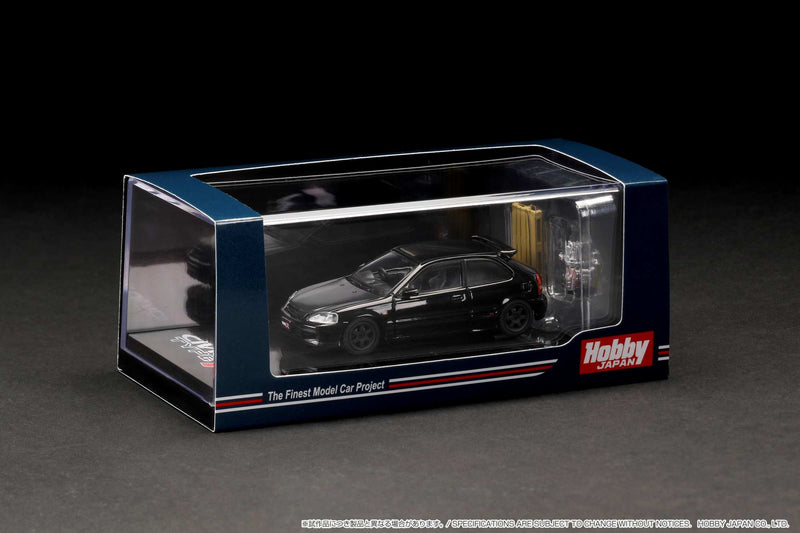 Hobby Japan 1:64 Honda Civic Type-R (EK9) Customized Version with Engine Display in Starlight Black Pearl