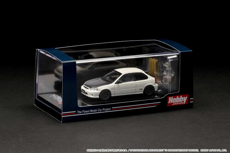 Hobby Japan 1:64 Honda Civic Type-R (EK9) Customized Version with Engine Display in Championship White