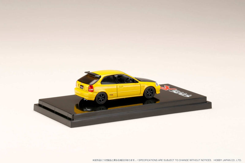 Hobby Japan 1:64 Honda Civic Type-R (EK9) Customized Version with Engine Display in Sunlight Yellow