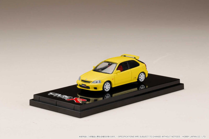 Hobby Japan 1:64 Honda Civic (EK9) Type-R in Sunlight Yellow with Engine Display