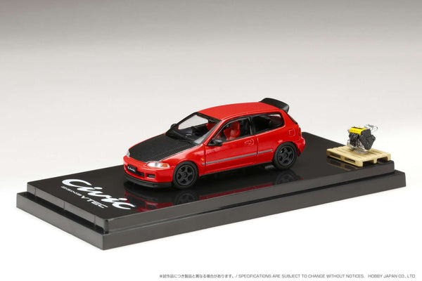 Hobby Japan 1:64 Honda Civic (EG6) Customized Version with Engine Display in Red