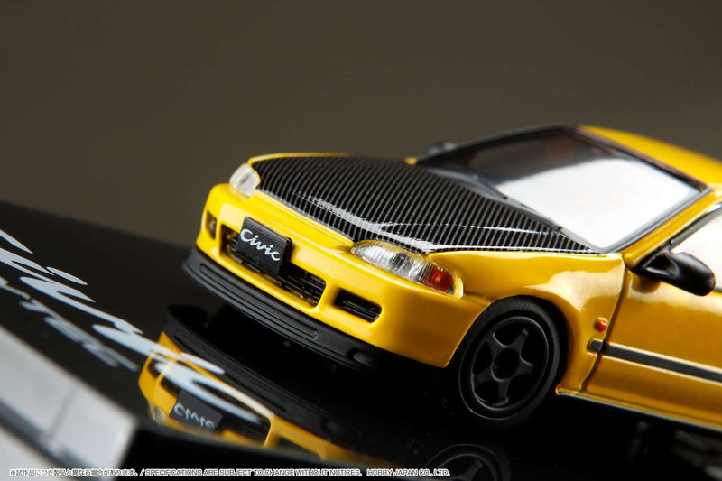 Hobby Japan 1:64 Honda Civic (EG6) Customized Version with Engine Display in Yellow