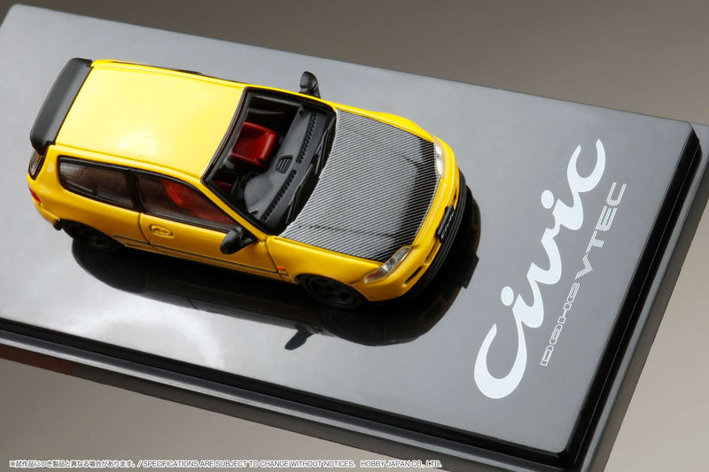 Hobby Japan 1:64 Honda Civic (EG6) Customized Version with Engine Display in Yellow