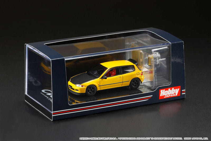 Hobby Japan 1:64 Honda Civic (EG6) Customized Version with Engine Display in Yellow