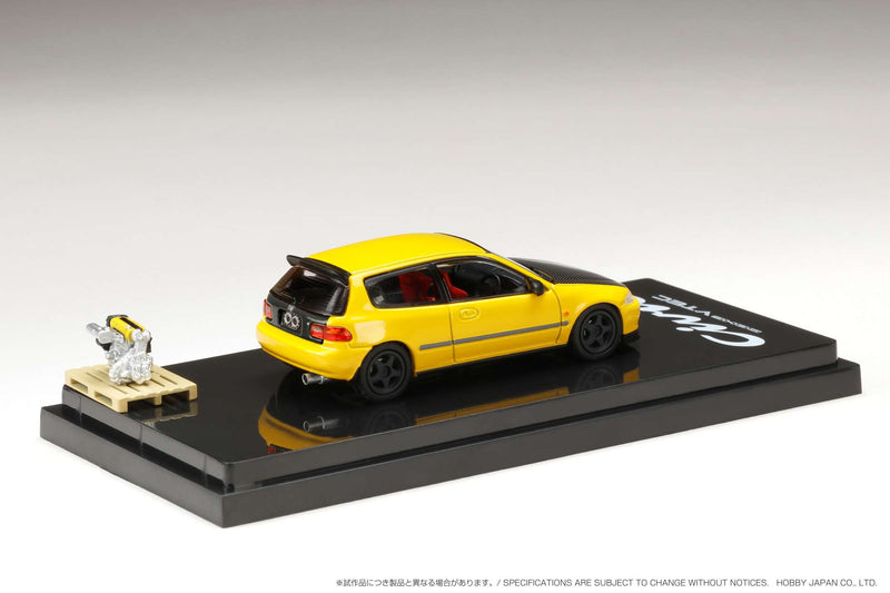 Hobby Japan 1:64 Honda Civic (EG6) Customized Version with Engine Display in Yellow