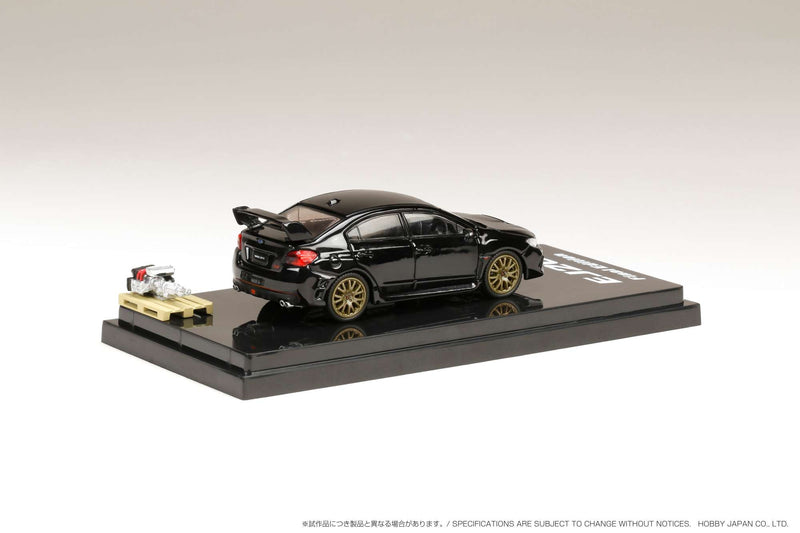 Hobby Japan 1:64 Subaru WRX STI EJ20 Final Edition With Engine Display Model in Crystal Black Silica