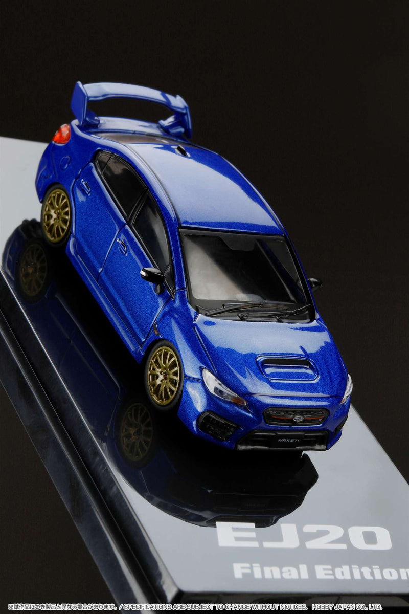 Hobby Japan 1:64 Subaru WRX STI EJ20 Final Edition With Engine Display Model in WR Blue Pearl