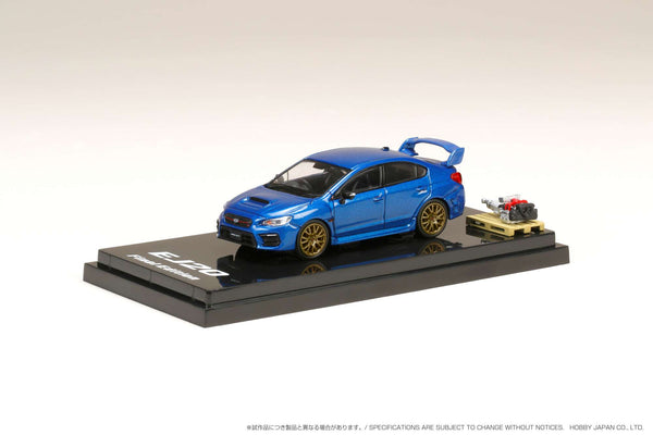 Hobby Japan 1:64 Subaru WRX STI EJ20 Final Edition With Engine Display Model in WR Blue Pearl