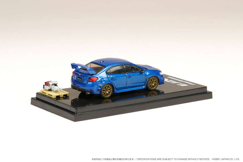 Hobby Japan 1:64 Subaru WRX STI EJ20 Final Edition With Engine Display Model in WR Blue Pearl