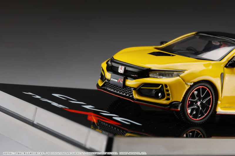 Hobby Japan 1:64 Honda Civic Type-R Limited Edition (FK8) 2020 with Engine Display Model in Sunlight Yellow II