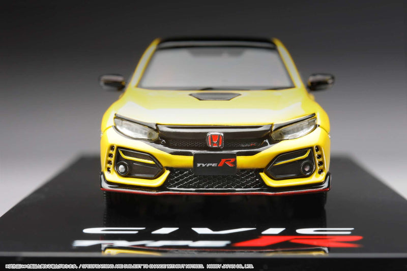 Hobby Japan 1:64 Honda Civic Type-R Limited Edition (FK8) 2020 with Engine Display Model in Sunlight Yellow II