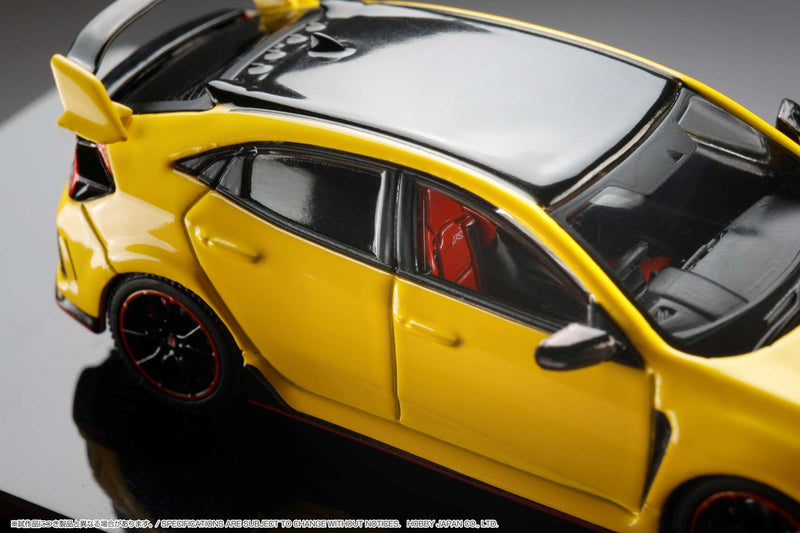 Hobby Japan 1:64 Honda Civic Type-R Limited Edition (FK8) 2020 with Engine Display Model in Sunlight Yellow II