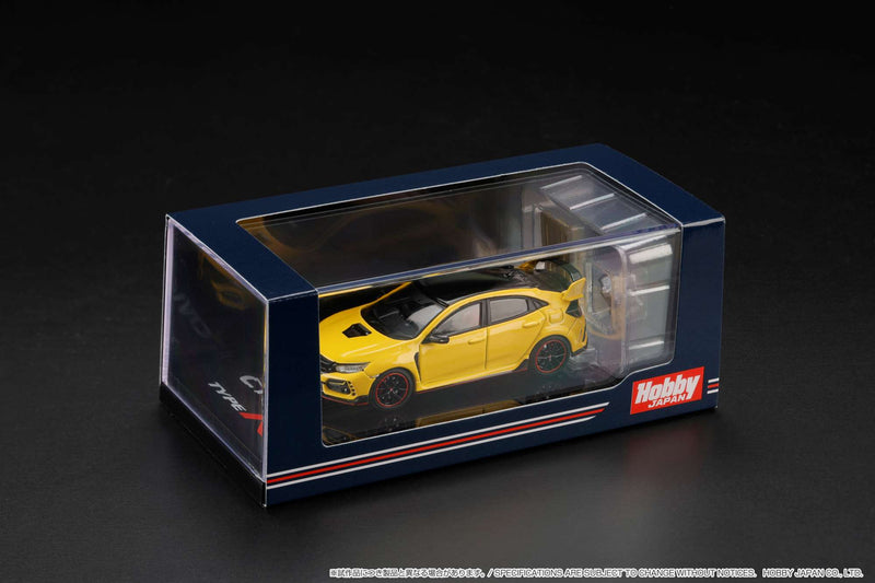 Hobby Japan 1:64 Honda Civic Type-R Limited Edition (FK8) 2020 with Engine Display Model in Sunlight Yellow II