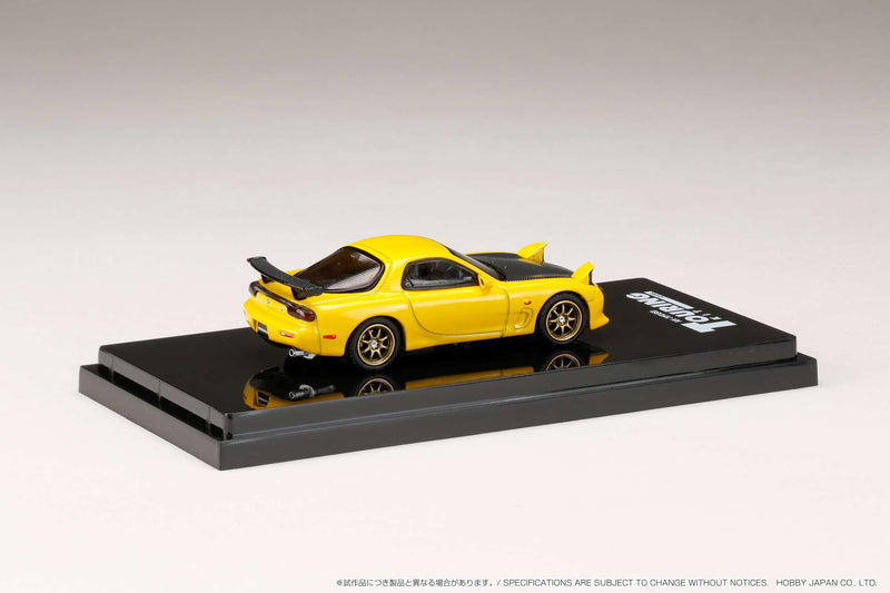 Hobby Japan 1:64 Mazda RX-7 Efini (FD3S) A-Spec with GT Wing in Sunburst Yellow