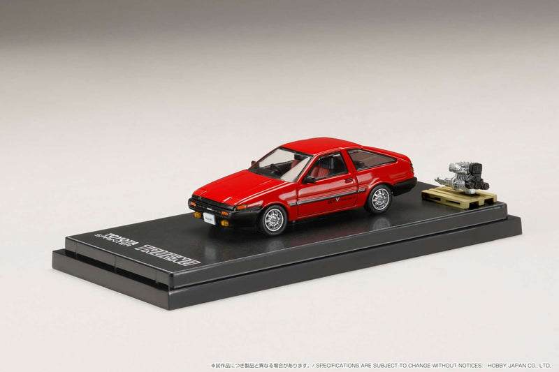 Hobby Japan 1:64 Toyota Sprinter Trueno GTV (AE86) in Red with Engine Display Model