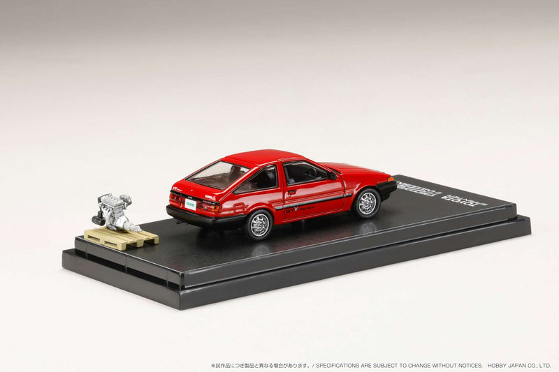 Hobby Japan 1:64 Toyota Sprinter Trueno GTV (AE86) in Red with Engine Display Model