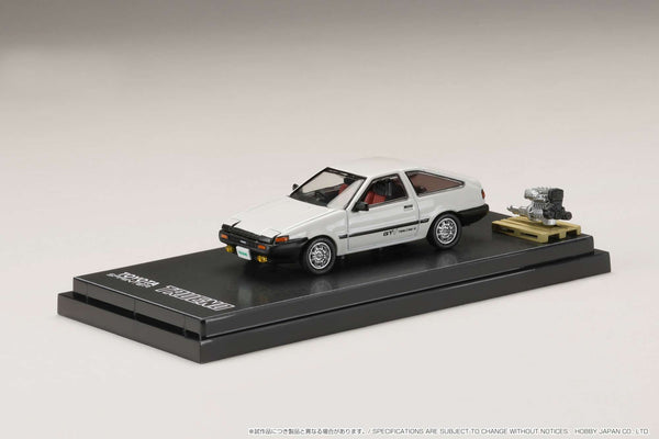 Hobby Japan 1:64 Toyota Sprinter Trueno GTV (AE86) in White with Engine Display Model