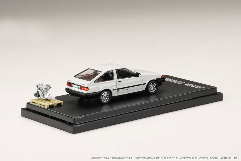 Hobby Japan 1:64 Toyota Sprinter Trueno GTV (AE86) in White with Engine Display Model