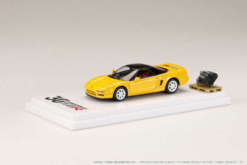 Hobby Japan 1:64 Honda NSX (NA1) Type R 1994 with Engine Display Model / Type R 30th Anniversary in Indy Yellow Pearl