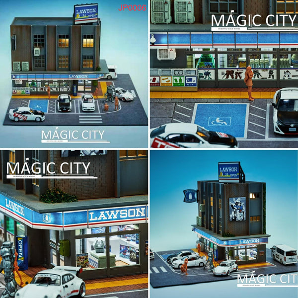 Magic City 1:64 "Japanese Street Scene" Gundam-Themed Lawson Supermarket Diorama