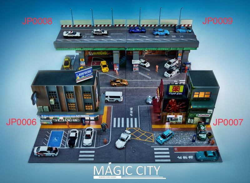 Magic City 1:64 "Japanese Street Scene" Viaduct & Under-Bridge Parking Lot Diorama