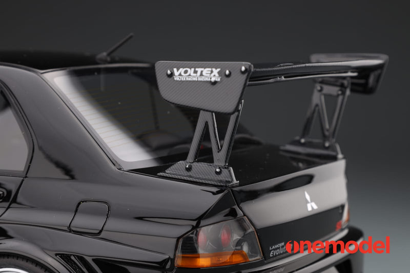 One Model 1:18 Mitsubishi Lancer Evolution IX Voltex with Carbon Bonnet in Black