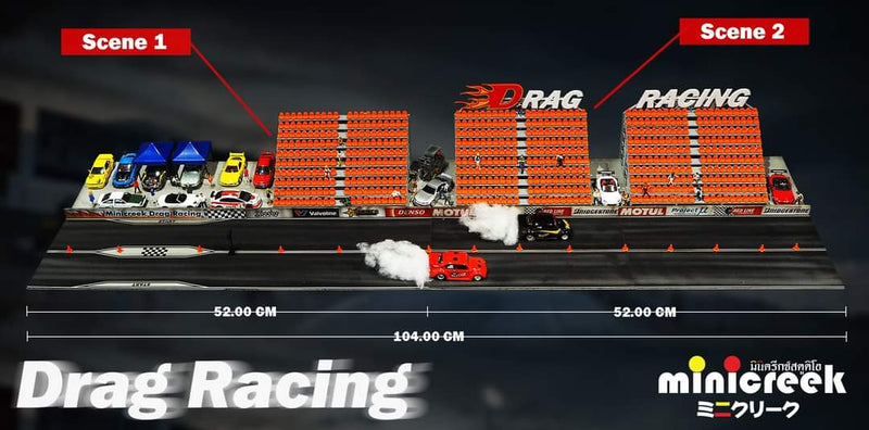 Minicreek Studio 1:64 - Drag Racing Scene 2 Diorama Set
