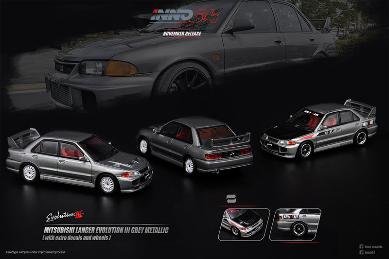 INNO Models 1:64 Mitsubishi Lancer Evolution III GSR Metallic Gray