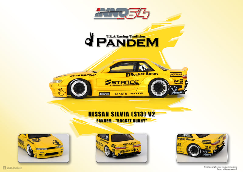 INNO Models 1:64 Nissan Silvia S13 V2 Pandem Rocket Bunny Yellow