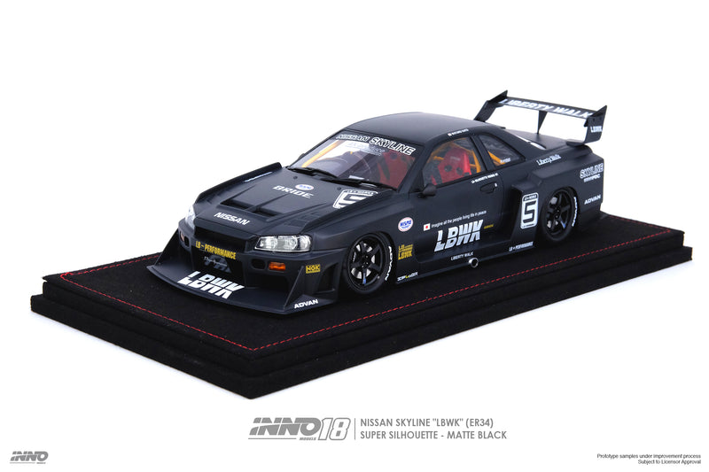 INNO18 1:18 Nissan Skyline (ER34) Super Silhouette "LBWK" Matte Black